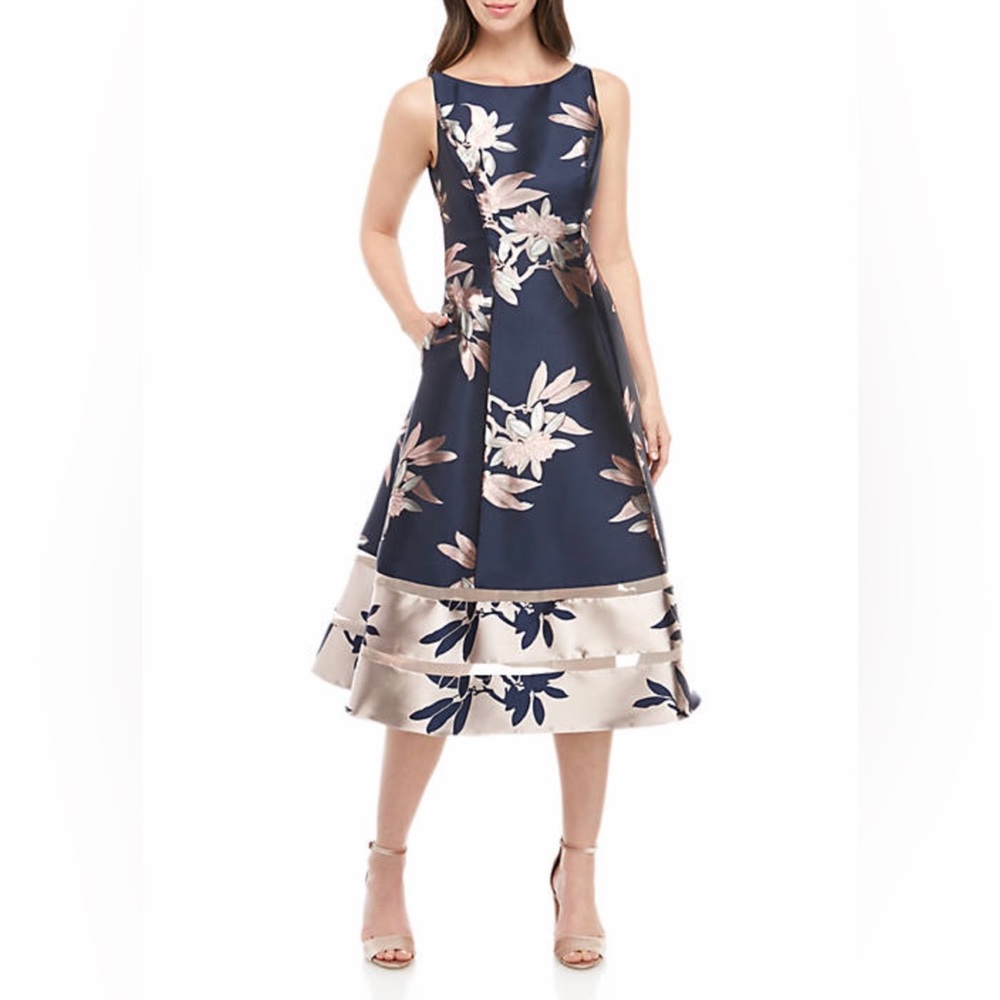 Beautiful navy/pink Adrianna Papell dress NWT